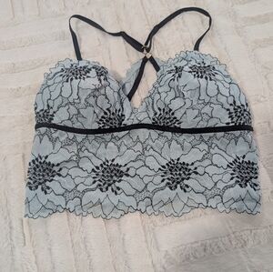 Aerie Lace Bralette in Black and Light Blue